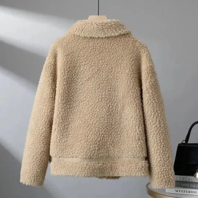 Veste teddy oversize femme – Camel, vue de dos