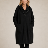 Weldrika – Manteau mi-long femme à capuche – Noir