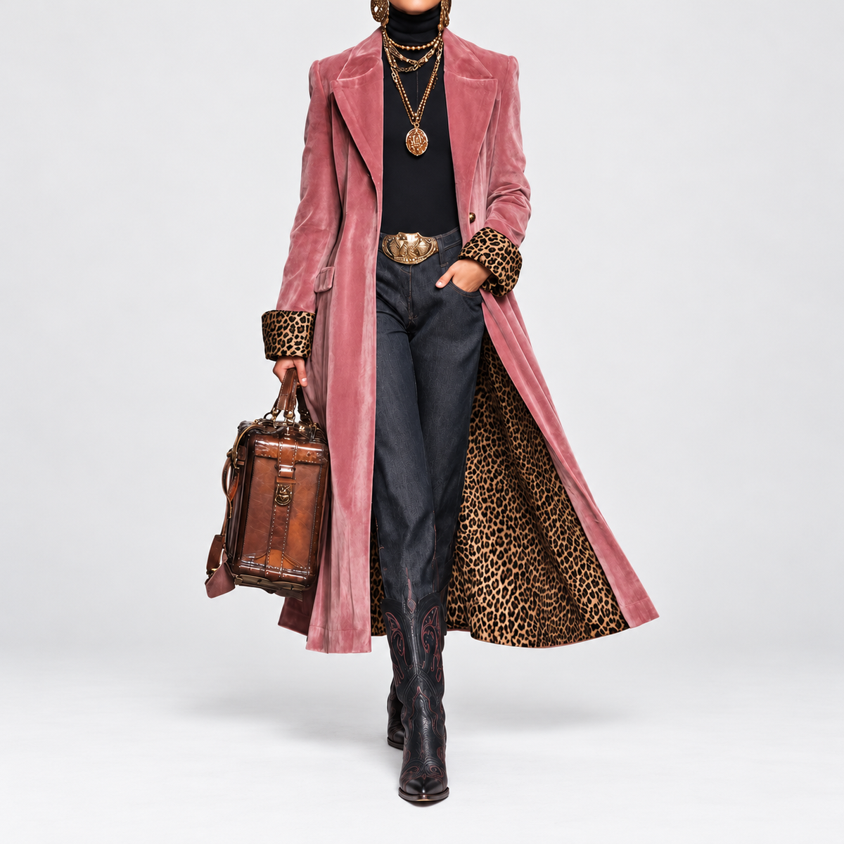 Madison – manteau long rose, vue entière au format carré