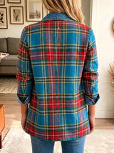 Madison – Blazer en jean à patchwork tartan