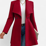 Manteau d’hiver en laine mélangée pour femme – bordeaux