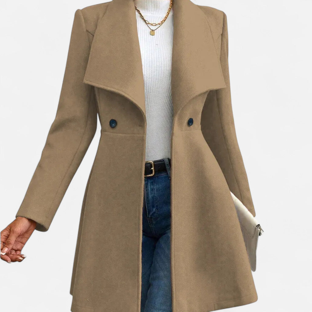 Manteau d’hiver en laine mélangée pour femme – marron clair