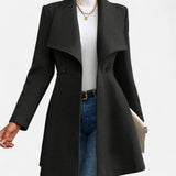 Manteau d’hiver en laine mélangée pour femme – noir