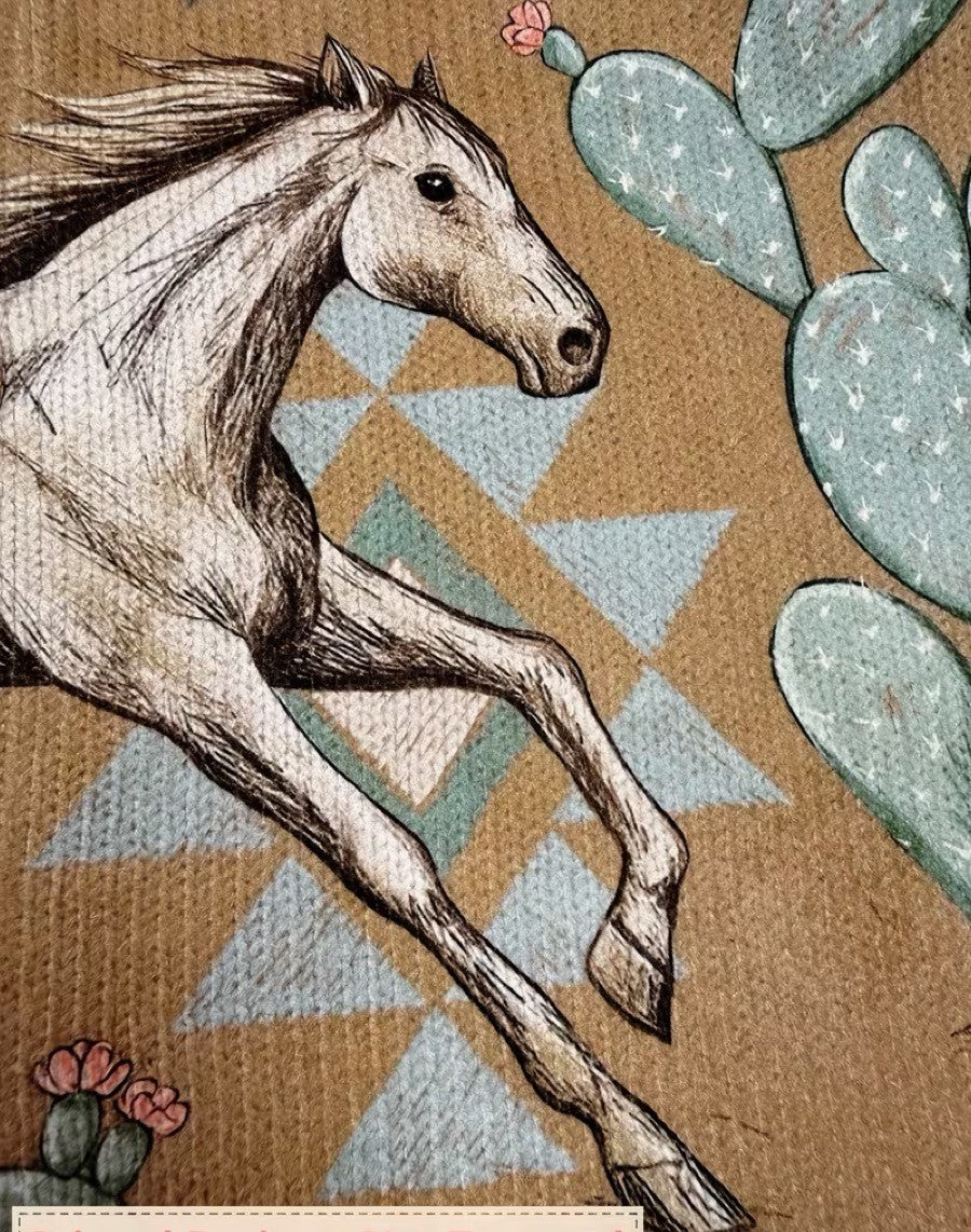 Capucine - Cardigan zippé à imprimé chevaux et cactus