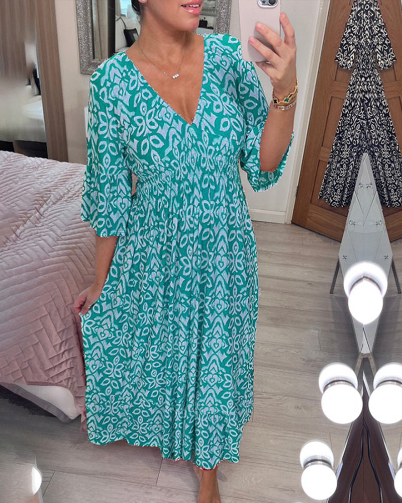 Robe longue imprimée rouge
