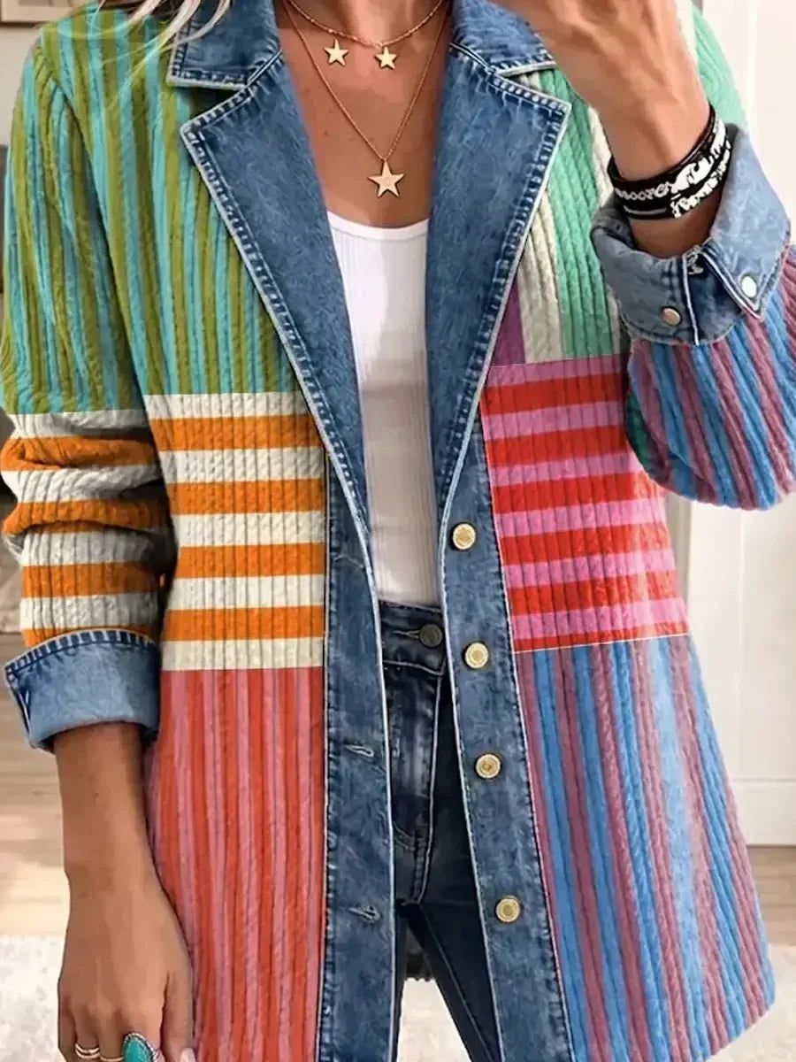 Samantha – Veste rétro à motif géométrique artistique