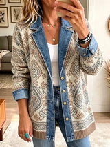 Savannah – Veste en jean rétro à patchwork bohème