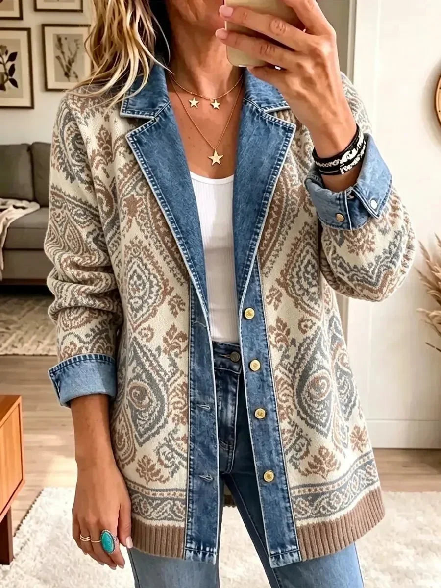 Savannah – Veste en jean rétro à patchwork bohème