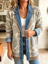 Savannah – Veste en jean rétro à patchwork bohème