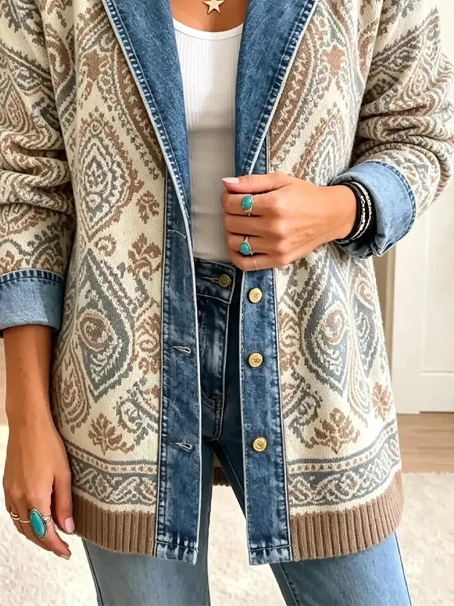 Savannah – Veste en jean rétro à patchwork bohème