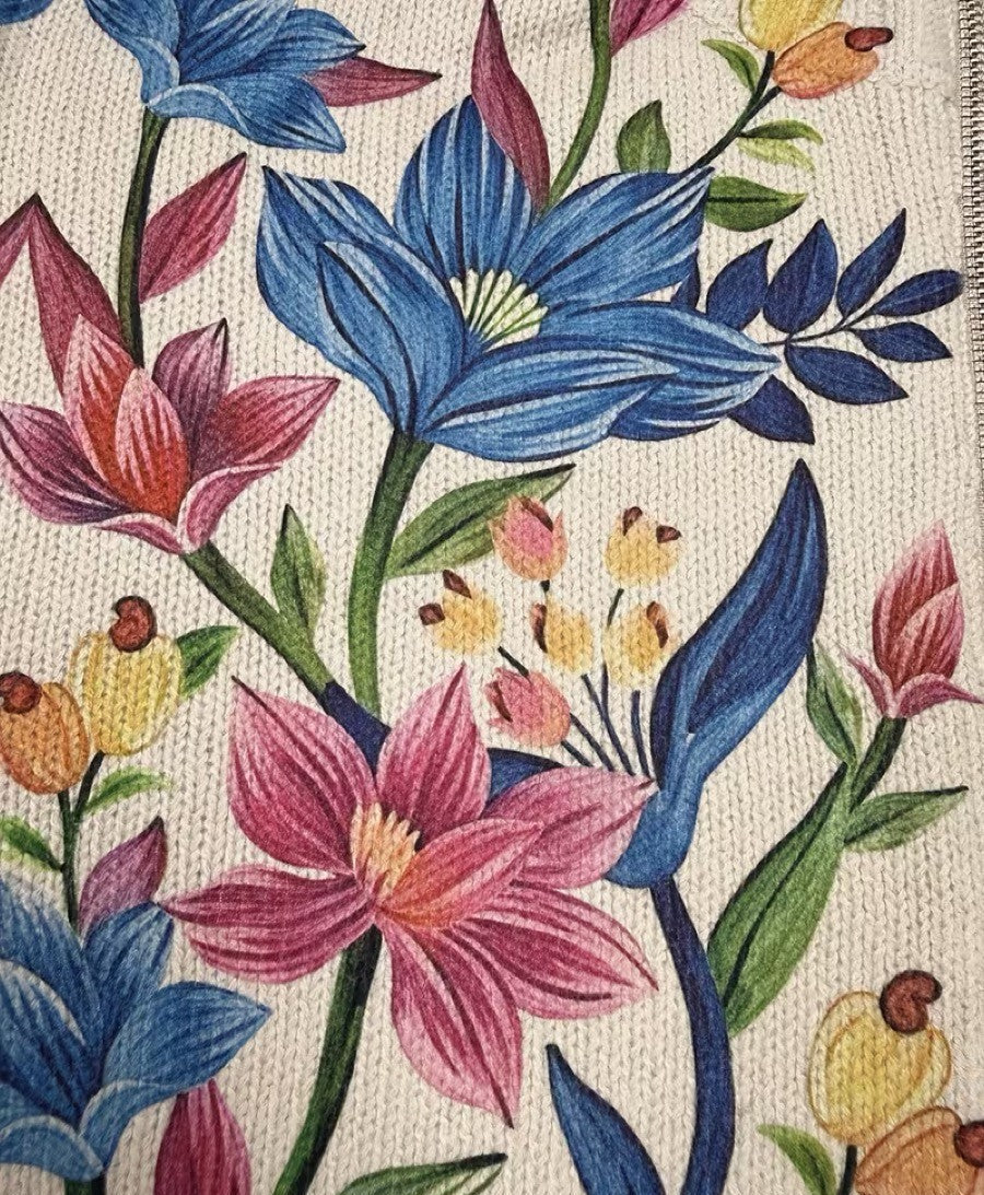 Élise - Cardigan zippé à imprimé jardin botanique