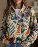 Élise - Cardigan zippé à imprimé jardin botanique