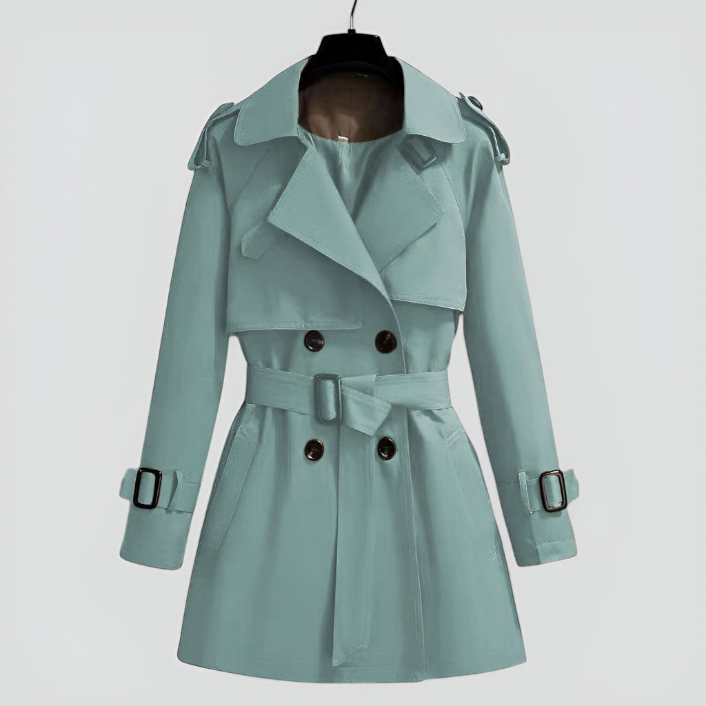 Trench mi-long à double boutonnage pour femme – vert menthe