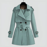 Trench mi-long à double boutonnage pour femme – vert menthe