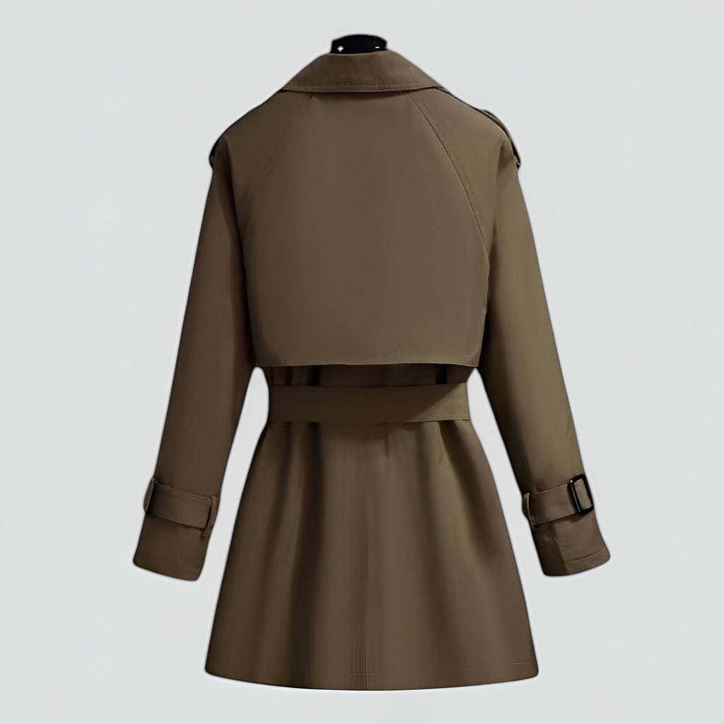 Trench mi-long à double boutonnage pour femme