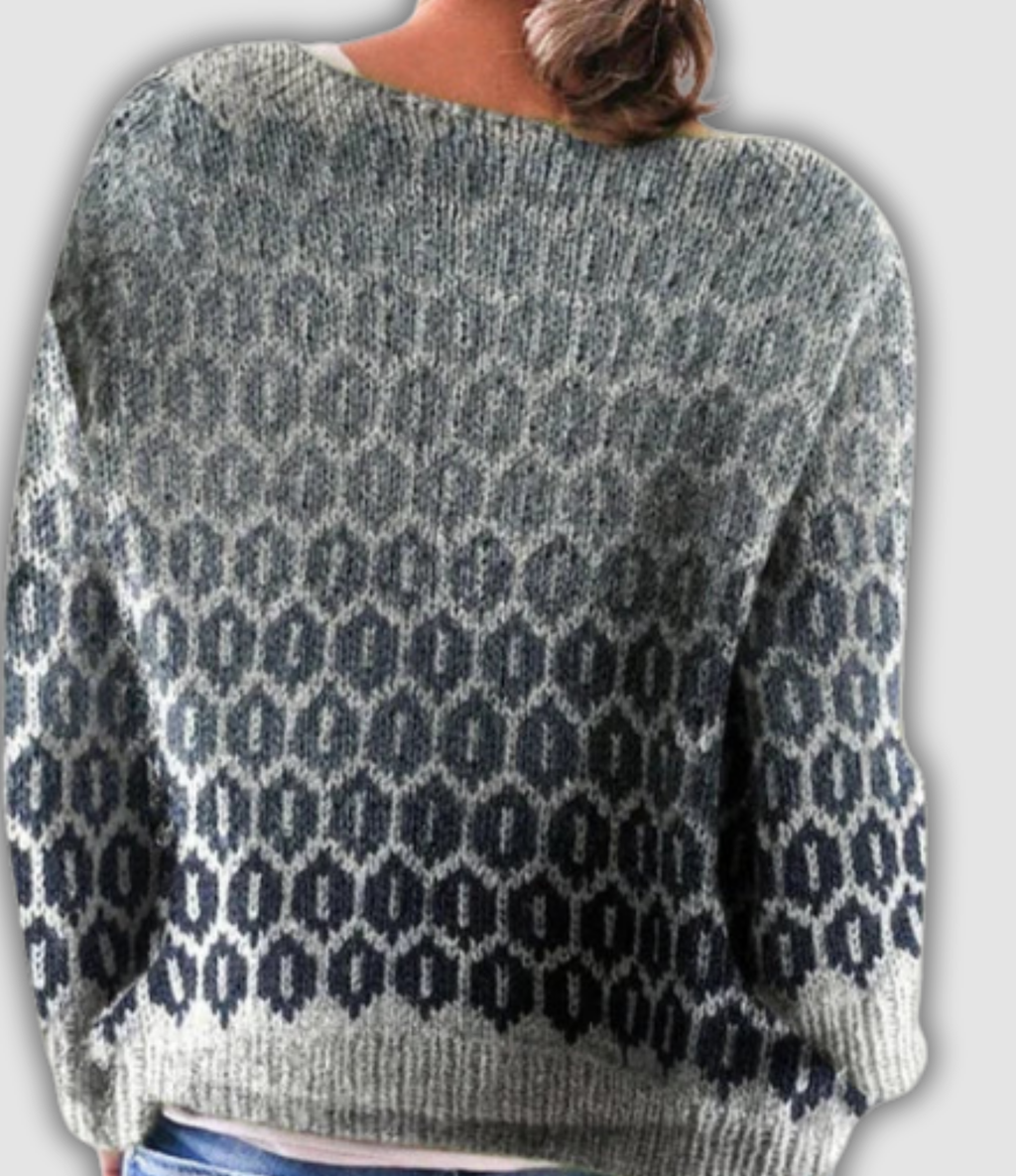 Prudence - Pull d'esprit vintage à motif nid d'abeille dégradé