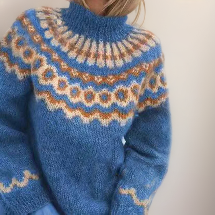 Cyprienne - Pull en laine d'esprit vintage à empiècement norvégien