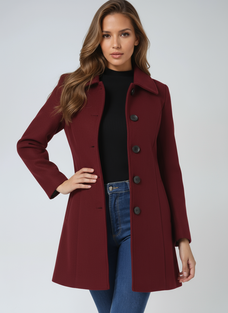 Trench d’hiver femme à simple boutonnage