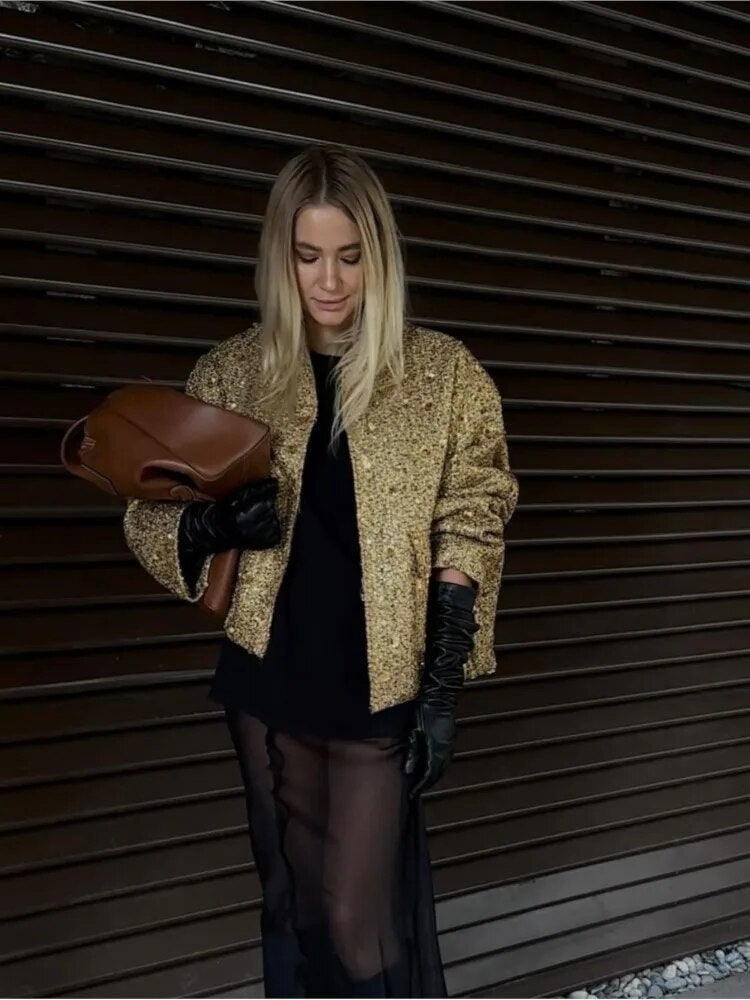 Lisette | Veste bomber femme or pour l&
