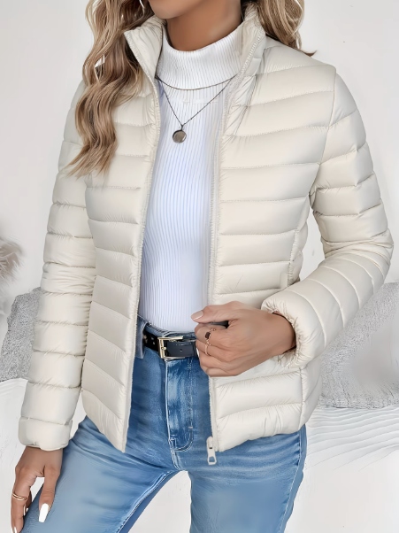 Veste matelassée légère et déperlante pour femme — Crème
