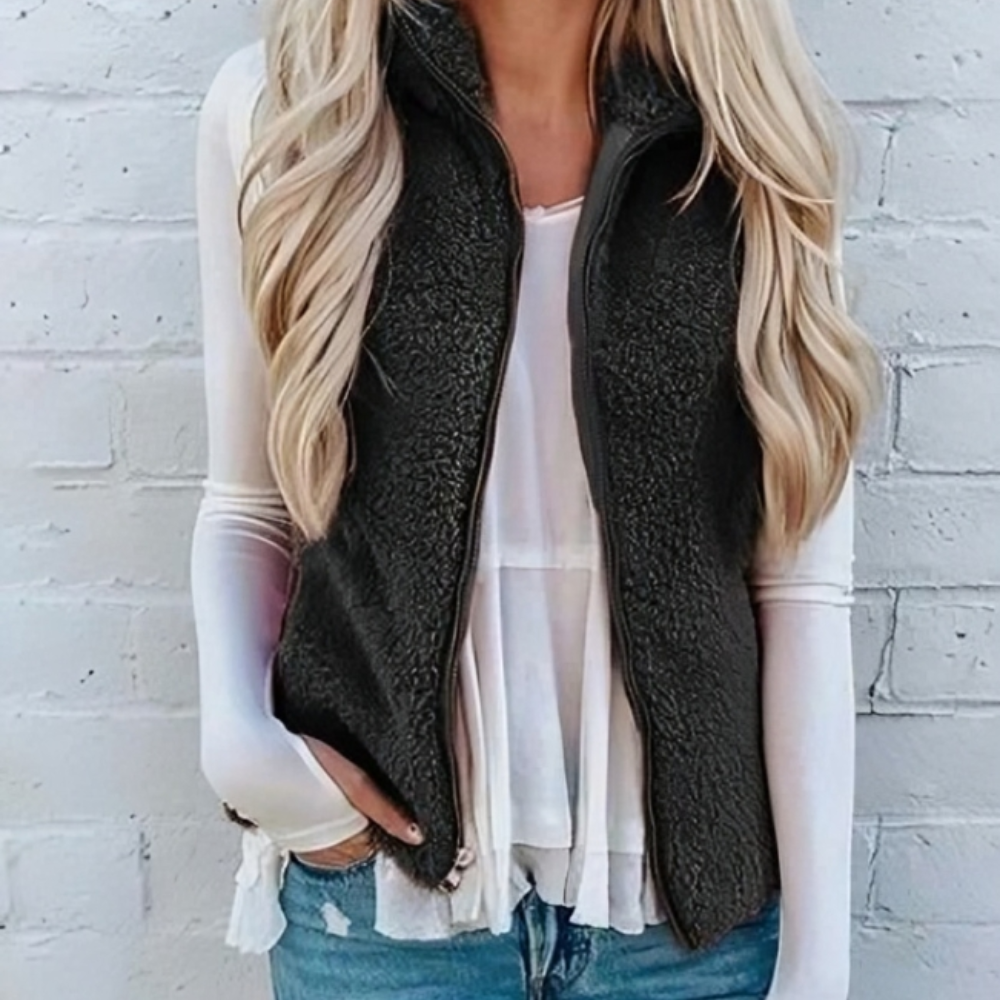 Navya | Gilet Douillet Avec Fermeture Éclair pour Femmes