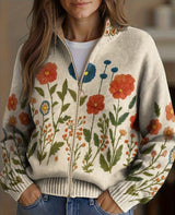 Bérénice - Cardigan zippé à imprimé fleurs sauvages