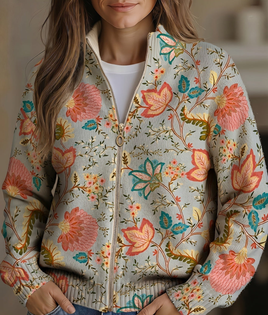 Héloïse - Cardigan zippé à imprimé floral vintage