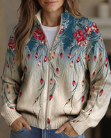 Gabrielle - Cardigan zippé à plumes de paon en dégradé
